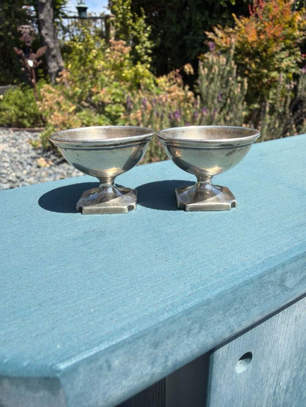Reed & Barton Sterling Silver N15 Square Base Egg Cups - Pair